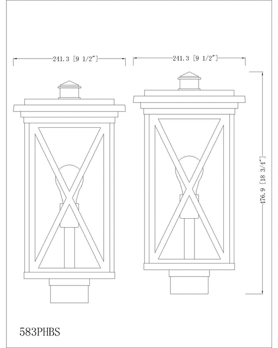 Outdoor Post Mount Fixture Z-Lite 583PHBS-BK Black Brookside 1 Light Outdoor Post Mount Fixture Z-Lite