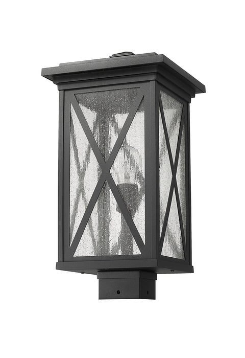 Outdoor Post Mount Fixture Z-Lite 583PHBS-BK Black Brookside 1 Light Outdoor Post Mount Fixture Z-Lite