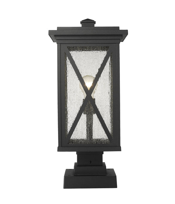 Outdoor Pier Mounted Fixture Z-Lite 583PHBS-SQPM-BK Black Brookside 1 Light Outdoor Pier Mounted Fixture Z-Lite
