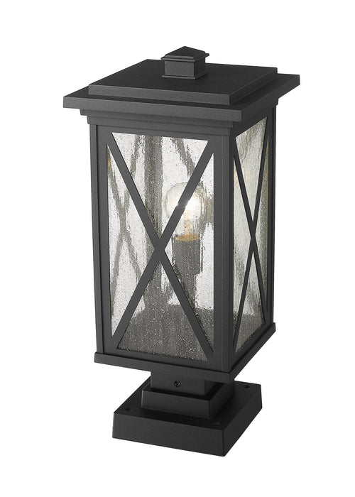 Outdoor Pier Mounted Fixture Z-Lite 583PHBS-SQPM-BK Black Brookside 1 Light Outdoor Pier Mounted Fixture Z-Lite