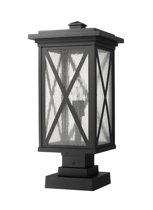 Outdoor Pier Mounted Fixture Z-Lite 583PHBS-SQPM-BK Black Brookside 1 Light Outdoor Pier Mounted Fixture Z-Lite