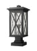 Outdoor Pier Mounted Fixture Z-Lite 583PHBS-SQPM-BK Black Brookside 1 Light Outdoor Pier Mounted Fixture Z-Lite