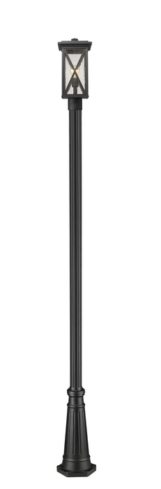 Outdoor Post Mounted Fixture Z-Lite 583PHMR-519P-BK Black Brookside 1 Light Outdoor Post Mounted Fixture Z-Lite