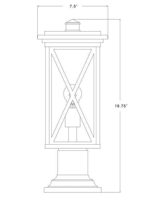 Outdoor Pier Mounted Fixture Z-Lite 583PHMR-533PM-BK Black Brookside 1 Light Outdoor Pier Mounted Fixture Z-Lite