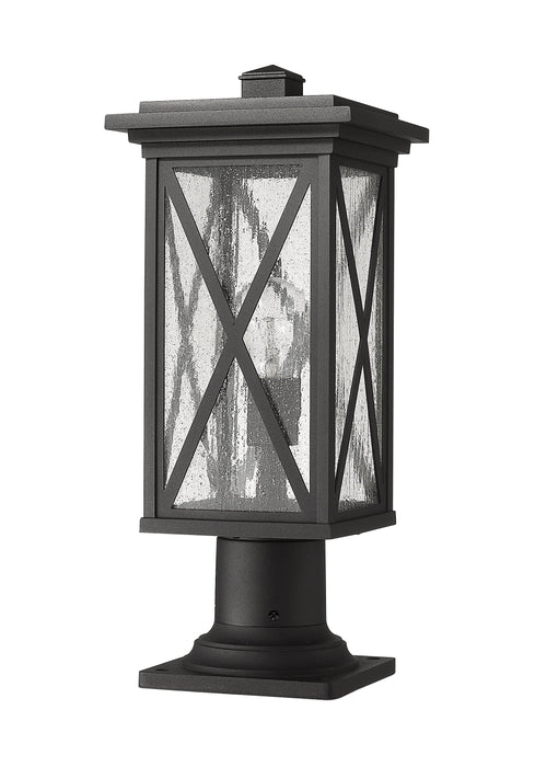 Outdoor Pier Mounted Fixture Z-Lite 583PHMR-533PM-BK Black Brookside 1 Light Outdoor Pier Mounted Fixture Z-Lite