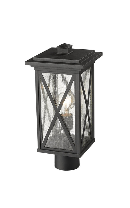 Outdoor Post Mount Fixture Z-Lite 583PHMR-BK Black Brookside 1 Light Outdoor Post Mount Fixture Z-Lite