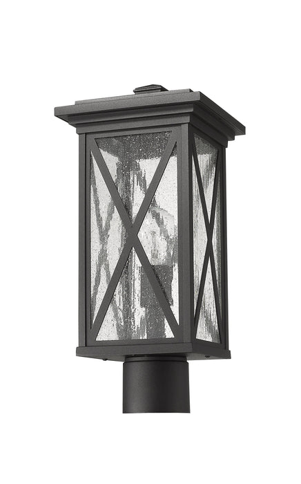 Outdoor Post Mount Fixture Z-Lite 583PHMR-BK Black Brookside 1 Light Outdoor Post Mount Fixture Z-Lite