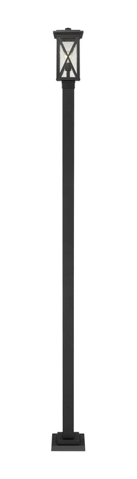 Outdoor Post Mounted Fixture Z-Lite 583PHMS-536P-BK Black Brookside 1 Light Outdoor Post Mounted Fixture Z-Lite