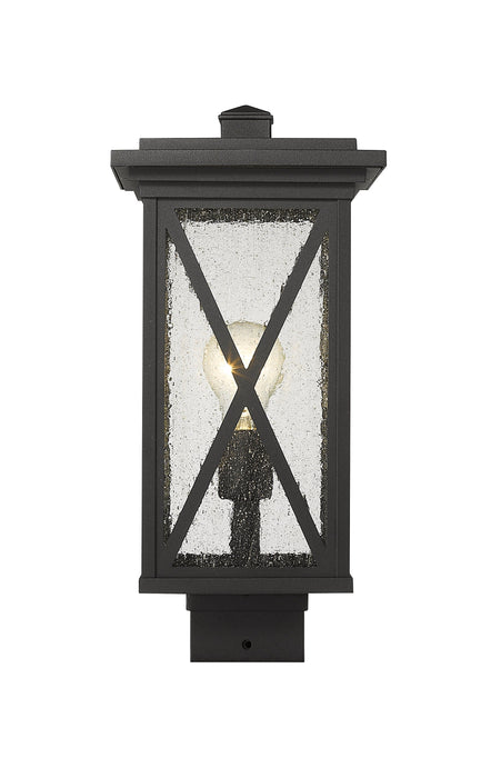 Outdoor Post Mount Fixture Z-Lite 583PHMS-BK Black Brookside 1 Light Outdoor Post Mount Fixture Z-Lite