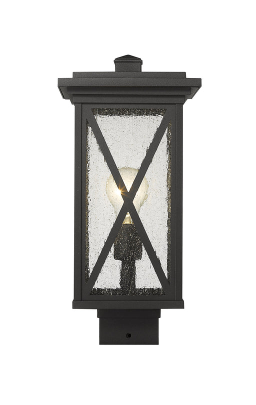 Outdoor Post Mount Fixture Z-Lite 583PHMS-BK Black Brookside 1 Light Outdoor Post Mount Fixture Z-Lite