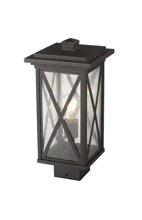 Outdoor Post Mount Fixture Z-Lite 583PHMS-BK Black Brookside 1 Light Outdoor Post Mount Fixture Z-Lite