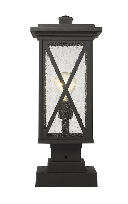 Outdoor Pier Mounted Fixture Z-Lite 583PHMS-SQPM-BK Black Brookside 1 Light Outdoor Pier Mounted Fixture Z-Lite