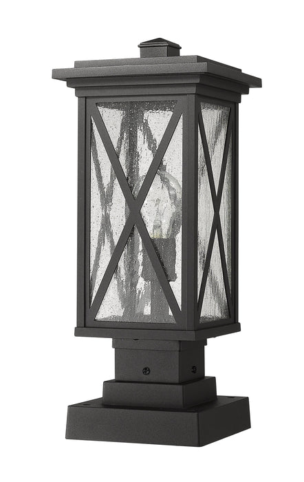 Outdoor Pier Mounted Fixture Z-Lite 583PHMS-SQPM-BK Black Brookside 1 Light Outdoor Pier Mounted Fixture Z-Lite