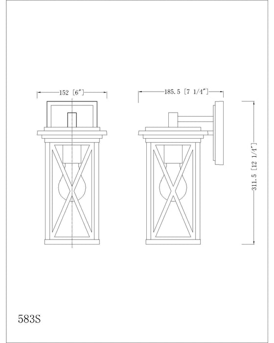 Outdoor Wall Light Z-Lite 583S-BK Black Brookside 1 Light Outdoor Wall Light Z-Lite