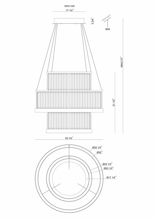 Eurofase 49351-026 Empra 35" Matte Black LED Chandelier