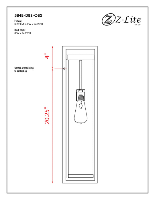 Outdoor Wall Light Z-Lite 584B-DBZ-OBS Deep Bronze + Outdoor Brass Dunbroch 1 Light Outdoor Wall Light Z-Lite