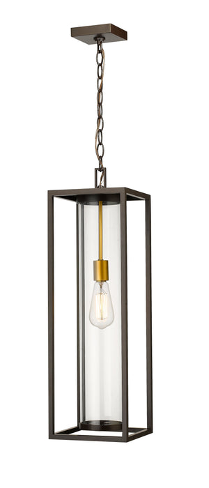 Outdoor Chain Mount Ceiling Fixture Z-Lite 584CHB-DBZ-OBS Deep Bronze + Outdoor Brass Dunbroch 1 Light Outdoor Chain Mount Ceiling Fixture Z-Lite