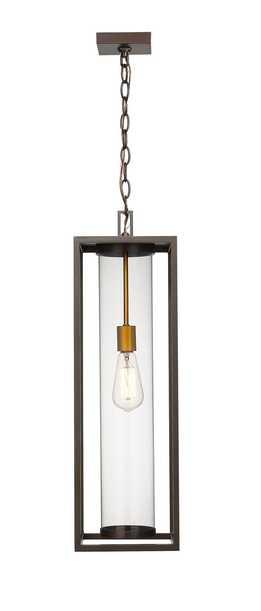 Outdoor Chain Mount Ceiling Fixture Z-Lite 584CHB-DBZ-OBS Deep Bronze + Outdoor Brass Dunbroch 1 Light Outdoor Chain Mount Ceiling Fixture Z-Lite