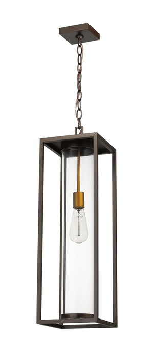 Outdoor Chain Mount Ceiling Fixture Z-Lite 584CHB-DBZ-OBS Deep Bronze + Outdoor Brass Dunbroch 1 Light Outdoor Chain Mount Ceiling Fixture Z-Lite