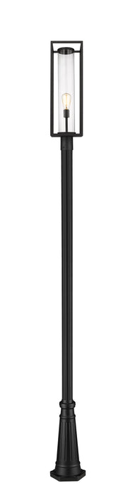 Outdoor Post Mounted Fixture Z-Lite 584PHBR-519P-BK Black Dunbroch 1 Light Outdoor Post Mounted Fixture Z-Lite