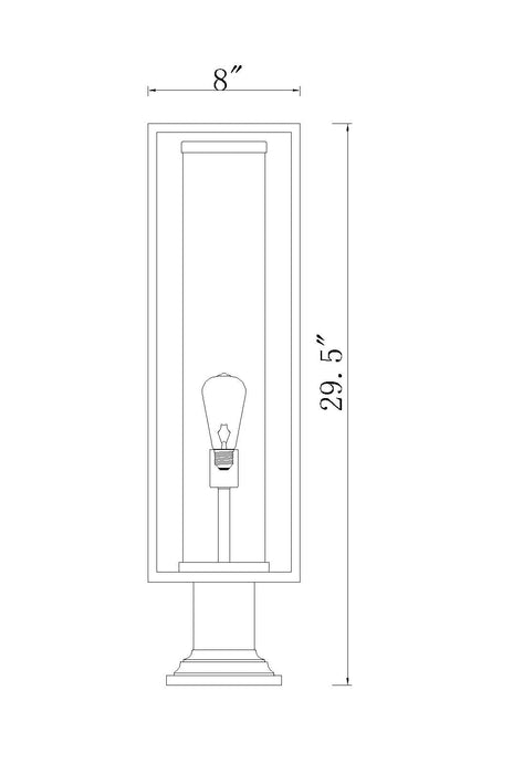Outdoor Pier Mounted Fixture Z-Lite 584PHBR-533PM-BK Black Dunbroch 1 Light Outdoor Pier Mounted Fixture Z-Lite