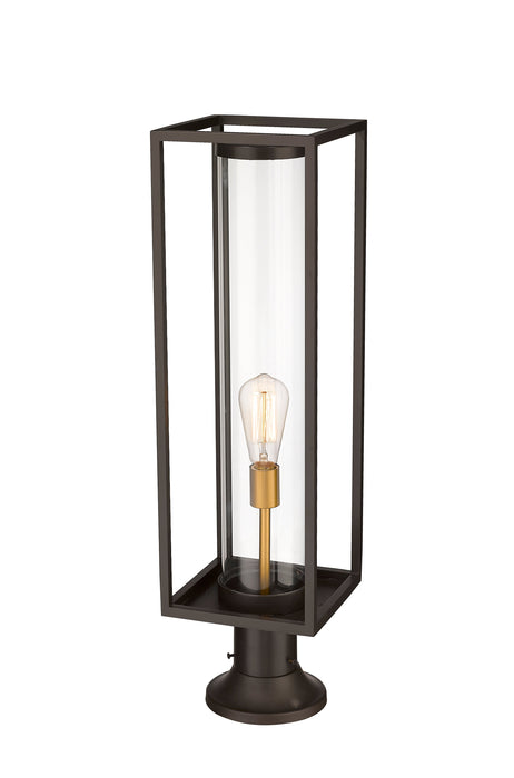 Outdoor Pier Mounted Fixture Z-Lite 584PHBR-553PM-DBZ Deep Bronze + Outdoor Brass Dunbroch 1 Light Outdoor Pier Mounted Fixture Z-Lite