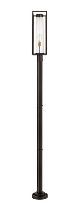 Outdoor Post Mounted Fixture Z-Lite 584PHBR-567P-DBZ Deep Bronze + Outdoor Brass Dunbroch 1 Light Outdoor Post Mounted Fixture Z-Lite