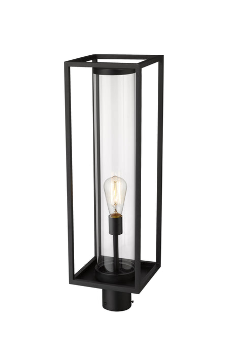 Outdoor Post Mount Fixture Z-Lite 584PHBR-BK Black Dunbroch 1 Light Outdoor Post Mount Fixture Z-Lite