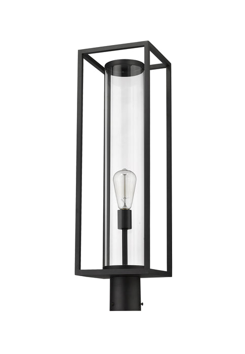 Outdoor Post Mount Fixture Z-Lite 584PHBR-BK Black Dunbroch 1 Light Outdoor Post Mount Fixture Z-Lite
