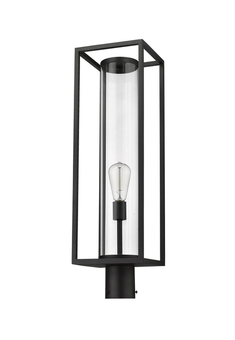 Outdoor Post Mount Fixture Z-Lite 584PHBR-BK Black Dunbroch 1 Light Outdoor Post Mount Fixture Z-Lite