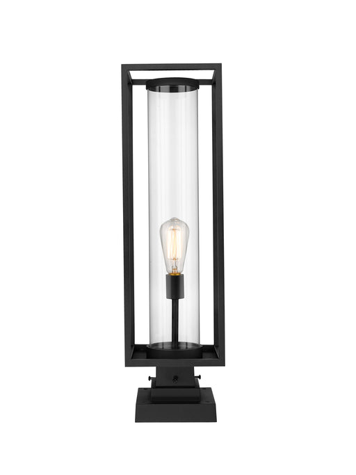 Outdoor Pier Mounted Fixture Z-Lite 584PHBS-SQPM-BK Black Dunbroch 1 Light Outdoor Pier Mounted Fixture Z-Lite