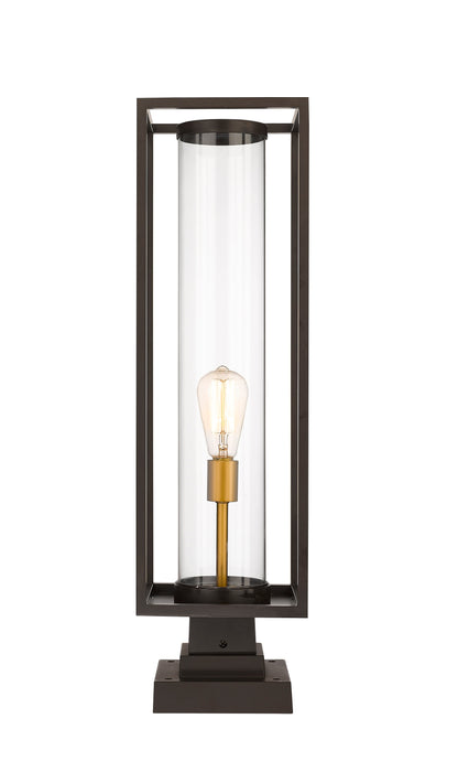 Outdoor Pier Mounted Fixture Z-Lite 584PHBS-SQPM-DBZ Deep Bronze + Outdoor Brass Dunbroch 1 Light Outdoor Pier Mounted Fixture Z-Lite