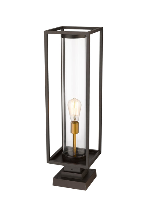 Outdoor Pier Mounted Fixture Z-Lite 584PHBS-SQPM-DBZ Deep Bronze + Outdoor Brass Dunbroch 1 Light Outdoor Pier Mounted Fixture Z-Lite