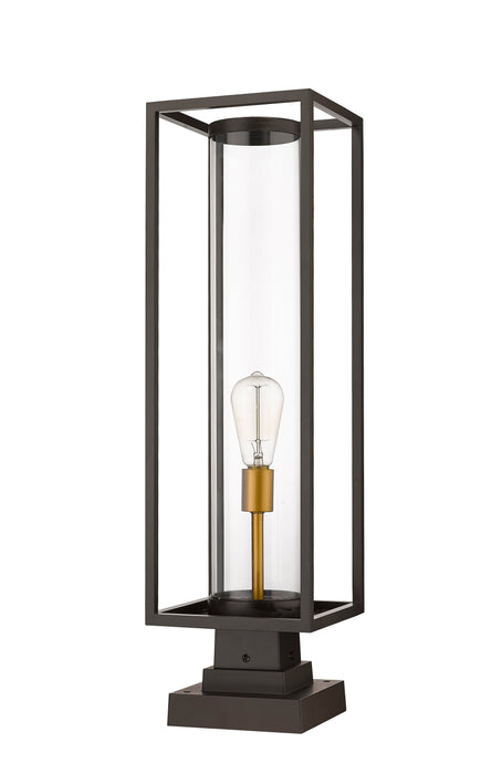 Outdoor Pier Mounted Fixture Z-Lite 584PHBS-SQPM-DBZ Deep Bronze + Outdoor Brass Dunbroch 1 Light Outdoor Pier Mounted Fixture Z-Lite