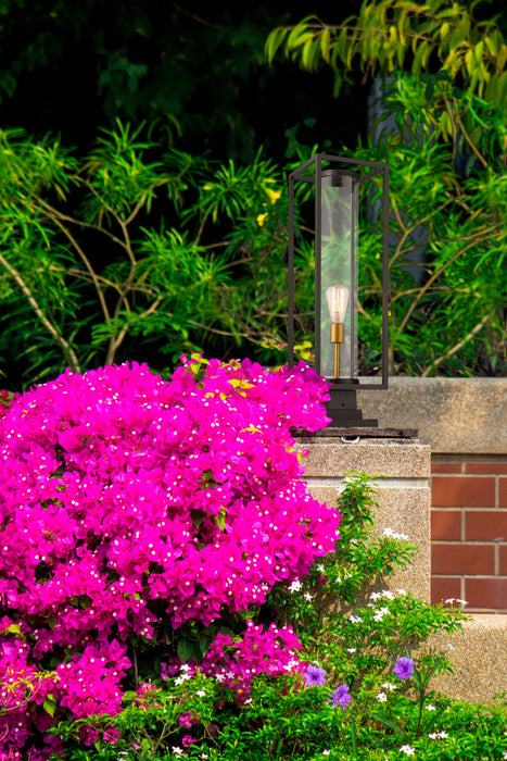 Outdoor Pier Mounted Fixture Z-Lite 584PHBS-SQPM-DBZ Deep Bronze + Outdoor Brass Dunbroch 1 Light Outdoor Pier Mounted Fixture Z-Lite