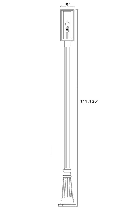 Outdoor Post Mounted Fixture Z-Lite 584PHMR-519P-BK Black Dunbroch 1 Light Outdoor Post Mounted Fixture Z-Lite