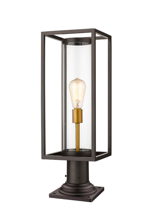 Outdoor Pier Mounted Fixture Z-Lite 584PHMR-533PM-DBZ Deep Bronze + Outdoor Brass Dunbroch 1 Light Outdoor Pier Mounted Fixture Z-Lite