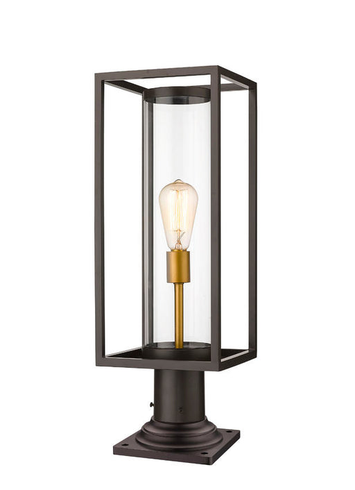 Outdoor Pier Mounted Fixture Z-Lite 584PHMR-533PM-DBZ Deep Bronze + Outdoor Brass Dunbroch 1 Light Outdoor Pier Mounted Fixture Z-Lite