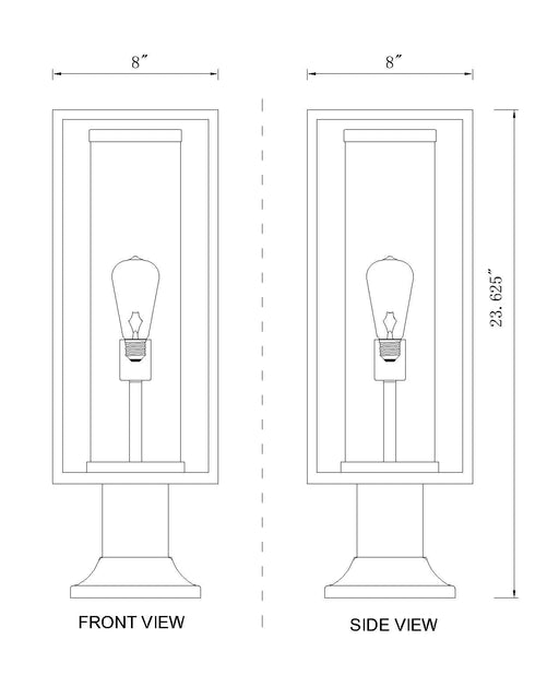 Outdoor Pier Mounted Fixture Z-Lite 584PHMR-553PM-BK Black Dunbroch 1 Light Outdoor Pier Mounted Fixture Z-Lite
