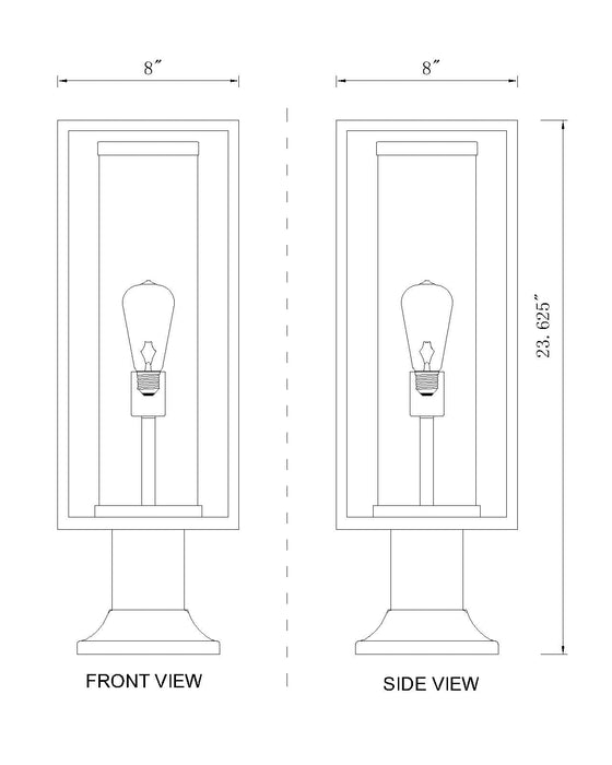 Outdoor Pier Mounted Fixture Z-Lite 584PHMR-553PM-BK Black Dunbroch 1 Light Outdoor Pier Mounted Fixture Z-Lite