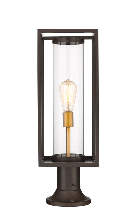 Outdoor Pier Mounted Fixture Z-Lite 584PHMR-553PM-DBZ Deep Bronze + Outdoor Brass Dunbroch 1 Light Outdoor Pier Mounted Fixture Z-Lite