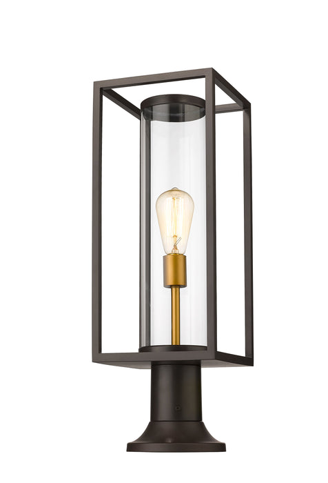 Outdoor Pier Mounted Fixture Z-Lite 584PHMR-553PM-DBZ Deep Bronze + Outdoor Brass Dunbroch 1 Light Outdoor Pier Mounted Fixture Z-Lite