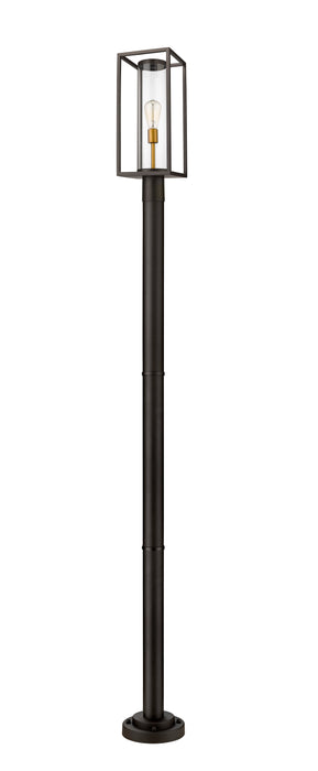 Outdoor Post Mounted Fixture Z-Lite 584PHMR-567P-DBZ Deep Bronze + Outdoor Brass Dunbroch 1 Light Outdoor Post Mounted Fixture Z-Lite