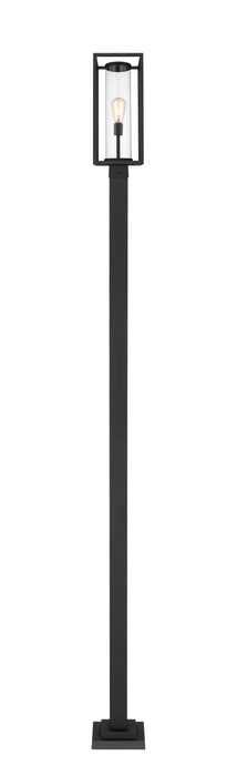 Outdoor Post Mounted Fixture Z-Lite 584PHMS-536P-BK Black Dunbroch 1 Light Outdoor Post Mounted Fixture Z-Lite