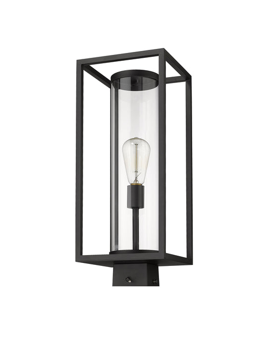 Outdoor Post Mount Fixture Z-Lite 584PHMS-BK Black Dunbroch 1 Light Outdoor Post Mount Fixture Z-Lite