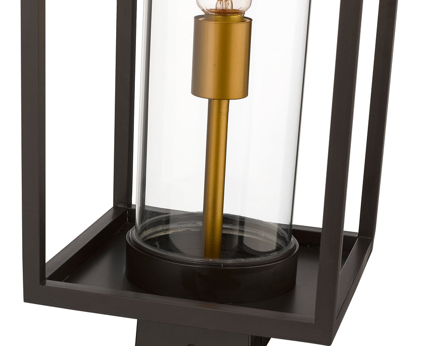 Outdoor Post Mount Fixture Z-Lite 584PHMS-DBZ-OBS Deep Bronze + Outdoor Brass Dunbroch 1 Light Outdoor Post Mount Fixture Z-Lite