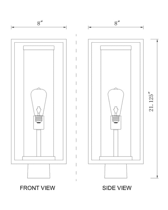 Outdoor Post Mount Fixture Z-Lite 584PHMS-DBZ-OBS Deep Bronze + Outdoor Brass Dunbroch 1 Light Outdoor Post Mount Fixture Z-Lite