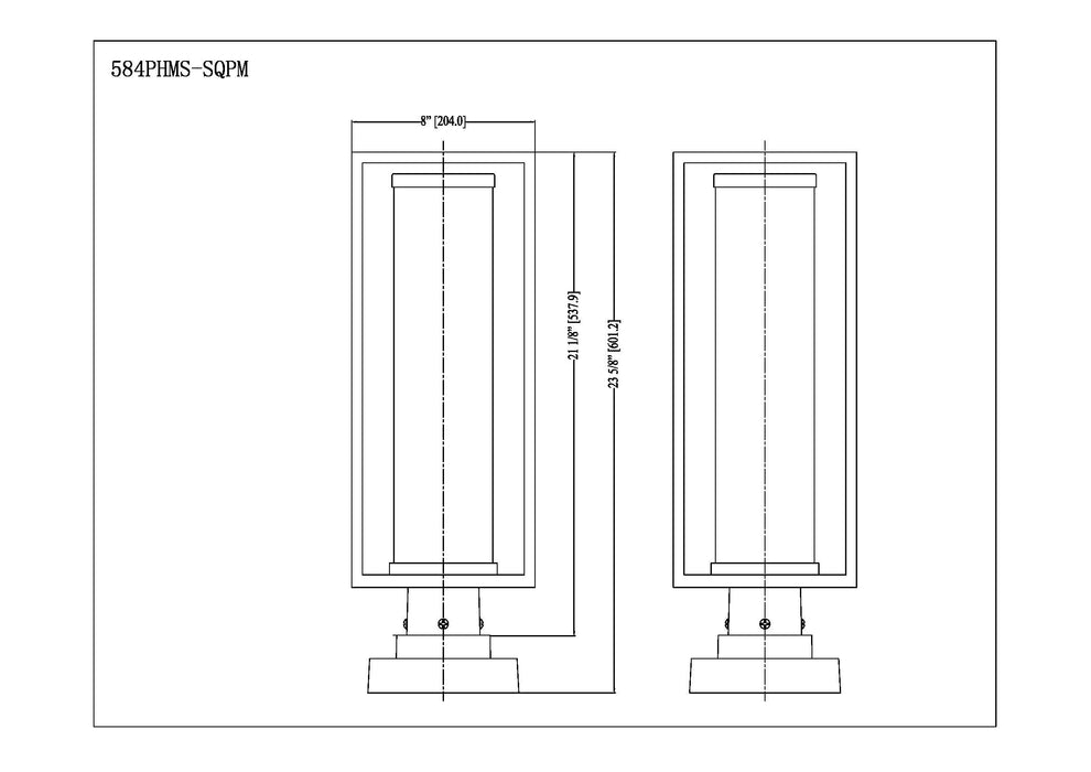 Outdoor Pier Mounted Fixture Z-Lite 584PHMS-SQPM-BK Black Dunbroch 1 Light Outdoor Pier Mounted Fixture Z-Lite
