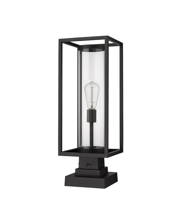 Outdoor Pier Mounted Fixture Z-Lite 584PHMS-SQPM-BK Black Dunbroch 1 Light Outdoor Pier Mounted Fixture Z-Lite