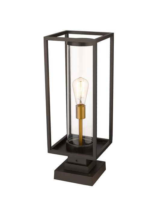 Outdoor Pier Mounted Fixture Z-Lite 584PHMS-SQPM-DBZ Deep Bronze + Outdoor Brass Dunbroch 1 Light Outdoor Pier Mounted Fixture Z-Lite